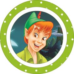 a green and white circle with a cartoon boy in it