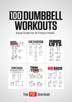 the book cover for 100 dumbbell workouts, which includes instructions to build muscle muscles