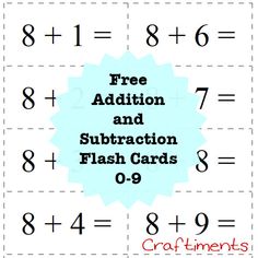 the addition and subtraction flash cards for kids