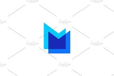 the letter m is made up of blue shapes on a white background, and it looks like