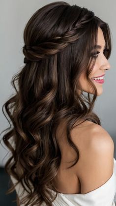 Bridal Hair Half Up Half Down Braid, Half Up Formal Hairstyles, Timeless Bridal Hair, Classic Braids, Bridal Hair Half Up Half Down, Bridal Hair Half Up, Bridal Hairstyles With Braids, Bridal Hair Down, Half Up Wedding Hair