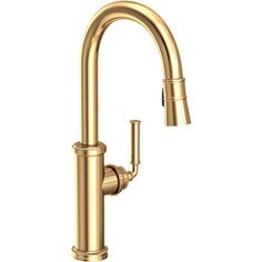 a golden faucet on a white background with clipping for text or image