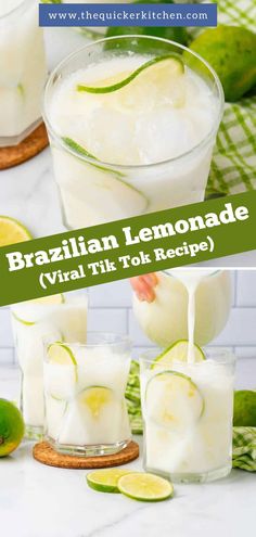 the recipe for brazilian lemonade with limes and ice