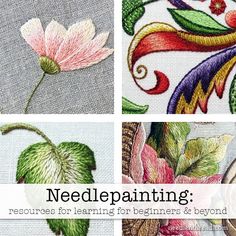 needlepainting resources for learning for beginners and beyond, including embroidery designs