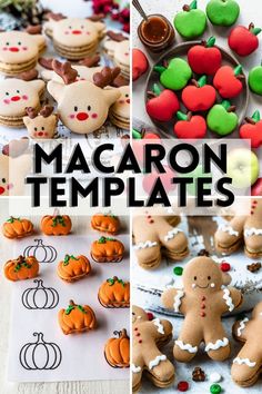 there are many different types of macaron templates on this page, including pumpkins and apples