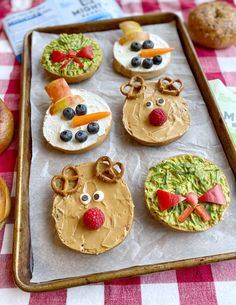 some food is sitting on a tray and ready to be eaten for the kids to eat