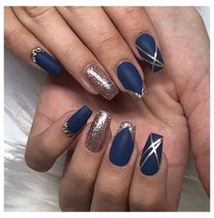 Blue Nail Colors, Navy Blue Nail Designs, Dark Blue Nail, November Nails Colors, Blue Wedding Nails, Summer Nails Colors Designs, Blue And Silver Nails, Blue Nail Color, Dark Blue Nails