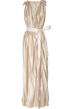 Lanvin | Belted silk-satin gown | NET-A-PORTER.COM Dreamy Wedding Dress, Satin Wedding Gown, Toni Garrn, Wedding Dress Champagne, Holiday Party Dresses, Satin Wedding Dress, Satin Gown, Satin Wedding