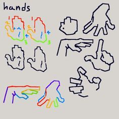 the drawing shows different shapes and sizes of hands