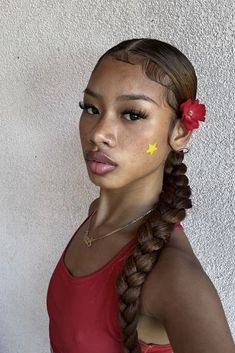 Side Part Two Braids, Y2k Black Hairstyles, Unique Hairstyles For Black Women, Work Hair, Latina Makeup, Mixed Curly Hair, Swimming Hairstyles, Hair School, Quick Natural Hair Styles