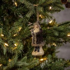 an ornament hanging from a christmas tree