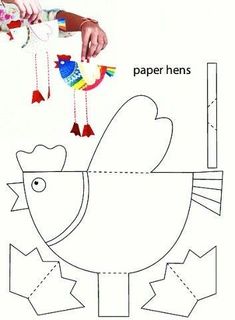 the paper hen is cut out and ready to be made into a crafting project