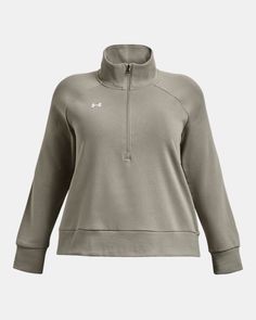 Ultra-soft cotton-blend fleece with brushed inside for extra warmth|½ zip front makes for easy layering|Ribbed cuffs & bottom hem Winter Relaxed Fit Half-zip Sweats, Under Armour Sports Sweatshirt For Fall, Under Armour Fall Sports Sweatshirt, Fall Sports Sweatshirt By Under Armour, Heather White, Pretty Much, Hem Style, Under Armour, Top Shirt