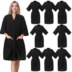 PRICES MAY VARY. Sufficient to Apply: the package comes with 8 pieces of client gown robes, which is enough to meet the requirements of a salon, and provides an optimum supply to keep up with the busy schedule, ensuring there is always a clean robe ready for the next client Suitable Size: the size of the salon client gown is about 39.4 inches/ 100 cm in length, the waist size is about 49.2 in/ 125 cm, and shoulder circumference is about 25.59 inches/ 65 cm, which is suitable for most women; Feat Hair Stylist Smocks, Barber Smock, Black Barber, Gown Cape, Hair Slides, Beauty Clinic, Professional Stylist, Belt Design, Hair Slide