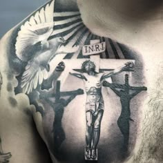 Religious Tattoo Sleeves, Crucifix Tattoo, Christus Tattoo, Jesus Christ Tattoo, Jesus Tattoo Design, Heaven Tattoos, Religious Tattoo