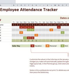 the employee attendance tracker is shown in this screenshote, and shows how to use it