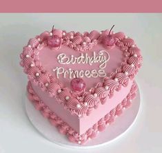 a heart shaped cake with the words birthday princess on it