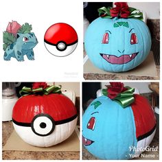 pokemon pumpkins with different designs on them