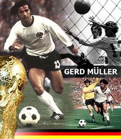 a collage of soccer players with their trophies and the words gerd muller