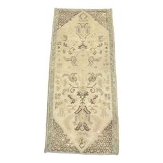 an antique persian runner rug on white background