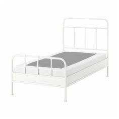 STJÄRNÖ bed frame, white/Lyngör white, Twin. STJÄRNÖ is a classic bed frame with decorative details that add a twist to the steel design – and LYNGÖR mattress base gives extra height and helps your mattress keep its shape for longer. Steel. Tv Discrete, Bed Textiles, Bed Frame White, Mattress Base, High Headboard, Ikea Bed, Classic Bed, Ikea Family, Comfort Mattress