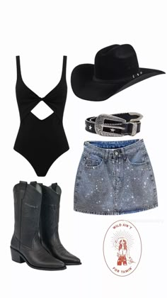 Western Outfits With Shorts, Black Country Concert Outfit, Black Festival Outfit, Traje Cowgirl, Texas Chic, Look Boho Chic, Cowgirl Look, Western Wear Outfits