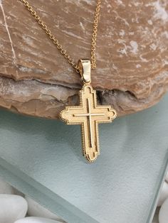 ✪ Please check the dimensions to be sure about the size! Dimensions: Pendant height: 3.2 Centimeters (include the loop) Pendant width: 1.9 Centimeters Chain No1: 0.8mm thickness Chain No2: 2mm thickness # Design: Cross ΙϹΧϹ ΝΙΚΑ Pendant Material: Yellow Solid Gold 585 Kind: Gold Greek Cross 14 carats, Cross ΙϹΧϹ ΝΙΚΑ Pendant, 2 sides cross, Yellow Solid Gold 14 carats, 14 kt, cross necklace, baptism cross, pendant with chain, women cross. Shipping: 🎁 Gift Box Included ! 🎁 ✈ Free Worldwide Ship Hallmarked Yellow Gold Cross Necklace, Loop Pendant, Chain Women, Pendant With Chain, Gold Cross, The Loop, Cross Pendant, Cross Necklace, Solid Gold