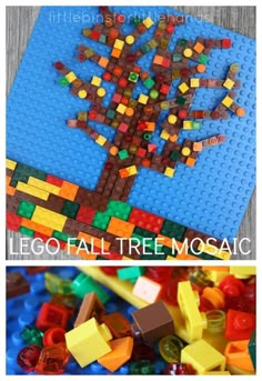 lego fall tree mosaic is an easy and fun activity for kids