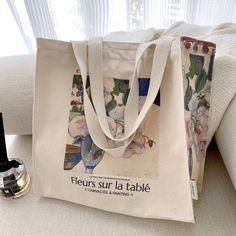 Flowers and a Bowl of Fruit on a Tableトートバッグ Artistic Beige Canvas Tote Bag, Artistic Large Capacity Canvas Bag, A Bowl Of Fruit, Bowl Of Fruit, Flowers And Fruit, Vase Transparent, Wizard School, Fruit Bowls, Paul Gauguin