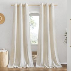 PRICES MAY VARY. Ready-Made: The package includes 2 panels of thick flax semi-sheer linen curtains, and each measures 42"W (84"W for pair), with 8 (1.6" inner diameter) silver grommets to suit both your standard and decorative curtain rod. Luxury Linen: These superb linen curtains are made from 30% natural linen fabric which is much durable and draped. And feature the curtains with casual and vintage style for creating a more classic and relaxed home circumstance. Privacy Added: With using the t Blue Grey Curtains, Living Room Natural, Sheer Linen Curtains, Decorative Curtain Rods, Thick Curtains, Bedroom Trends, Cool Curtains, Drape Panel, Natural Linen Fabric