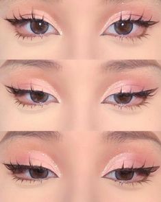 Short Bangs Aesthetic, Cute Makeup Looks Aesthetic, Make Up Styles, K Pop Makeup, Makeup Asia, Teknik Makeup, Makeup Ulzzang, Bentuk Alis