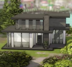 this is an artist's rendering of a house in the middle of some trees