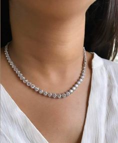 Simple Wedding Jewelry Sets, Diamond Choker Set, Diamond Necklace Simple, Bridal Diamond Necklace, Necklace White Gold, Diamond Jewelry Set, Diamond Choker Necklace, Zircon Necklace