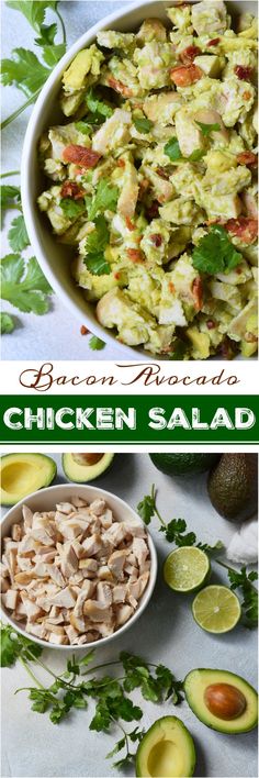 chicken salad with avocado and cilantro on the side