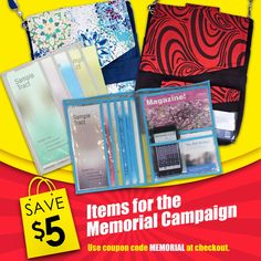 an advertisement for the memorial campaign featuring items from magazines and folders, including cell phones