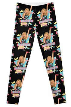 Super stretchy and durable polyester full-length leggings. Vibrant high-quality sublimation print across the front and back. Size range XXS-XL. Hannah Montana 90s T-Shirt,90's fashion Fitted Graphic Print Leggings For Streetwear, Casual Graphic Print Leggings For Streetwear, Trendy Stretch Leggings With Graphic Print, Hannah Montana Shirt, Baddie Tips, 90's Fashion, Hannah Montana, High School Musical, Leggings Design