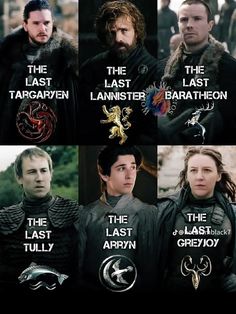 game of thrones memes with the names of their characters in different colors and sizes