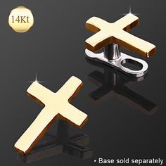 two pairs of cross shaped cufflinks with gold plated metal clasps, one for men and the other for women