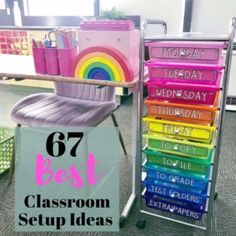 a classroom set up with lots of colorful items and the words, best classroom setup ideas