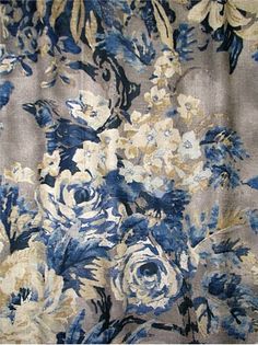 an image of a blue and white flowered shower curtain with the words cast a spell indigo on it