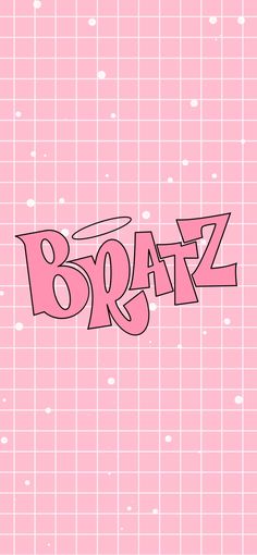 the word braz is written in pink and black on a pink background with white dots