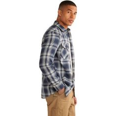 Our bestselling Frontier style men's pima cotton long-sleeve shirt featuring a spread collar, bias-cut yokes, front pockets, shirttail hem and premium snap buttons. Classic Long Sleeve Flannel Shirt With Welt Pockets, Classic Long Sleeve Flannel Shirt With Pockets, Long Sleeve Cotton Flannel Shirt, Cotton Long Sleeve Shirt, Personal Marketing, White Plaid, Relaxed Style, Pima Cotton, Sleeve Shirt