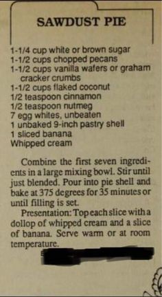 an old recipe is shown with instructions for how to make it in the microwave or oven