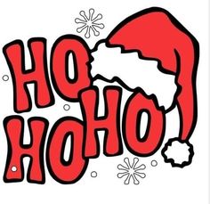 a santa hat with the word ho hoo written in red and white on it