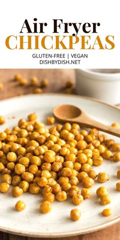 Chickpeas and a spoon on a plate Ranch Chickpeas, Air Fryer Snacks, Air Fryer Chickpeas, Crunchy Chickpeas, Cooking Green Beans, Crispy Chickpeas, Garlic Seasoning, Rosemary Garlic, Crunchy Snack