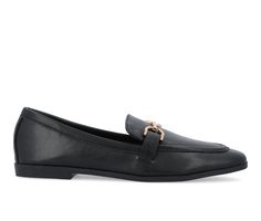 The Mizza loafer flats from Journee Collection add a stylish finish to any look. With their 4 mm Tru Comfort Foam™ insole, soft luxe vegan leather, hardware detail, block heel, and tapered square toe, this design is sure to catch compliments. Apron toe details top the design for a sophisticated but easy finish. Soft Luxe Vegan Leather upper, Slip-on entry,1/2\ block heel, Tapered square toe, Tru Comfort Foam™ insole, Man-made outsole, Loafer style with hardware detail | Women's Journee Collectio Tapered Square, Loafer Style, 2 Block, Leather Hardware, Loafers Style, Shoe Carnival, Journee Collection, Loafers For Women, Womens Oxfords