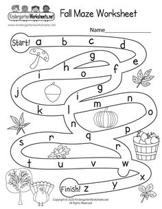 the fall maze worksheet for kids to practice their handwriting and writing skills with