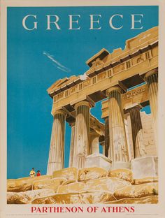 an old poster advertising the parthenon of athenes