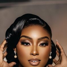 Bride Make Up Black Women, Black Tie Makeup Looks Black Women, Sultry Bridal Makeup, Black Bride Makeup Wedding, Brides Makeup Wedding, Bridal Makeup Photoshoot, Black Bride Wedding, Make Up Photo