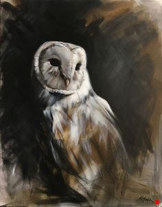 an owl is shown in this artistic painting